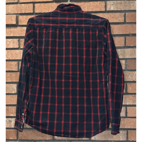 CACTUS Mens Red/Blue Tailored Button Up Plaid Shirt Size M - Picture 4 of 5